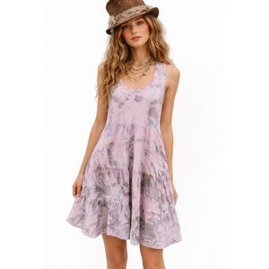 Dharma Trading Co. Womens XL Dress Tie-Dye Pink & Blue Boho Sleeveless Tank